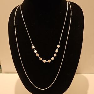 ROMOLO Silvertone Double Strand 24" To 30" Necklace